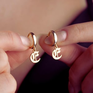 Orecchini pendenti con lettere, orecchini iniziali in argento sterling, orecchini dorati delicati per donna, orecchini personalizzati con lettere, regalo per la mamma, regalo per ragazze