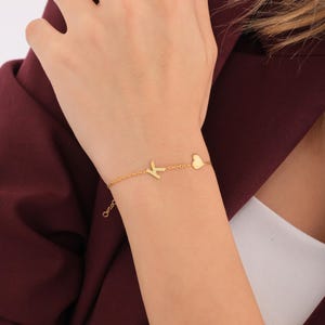 Personalisiertes Buchstabenarmband, Benutzerdefinierte Anfangsarmband, Paararmbänder, Anfangsbuchstabenarmband, Pfotenabdruckarmband, kleines Herzarmband