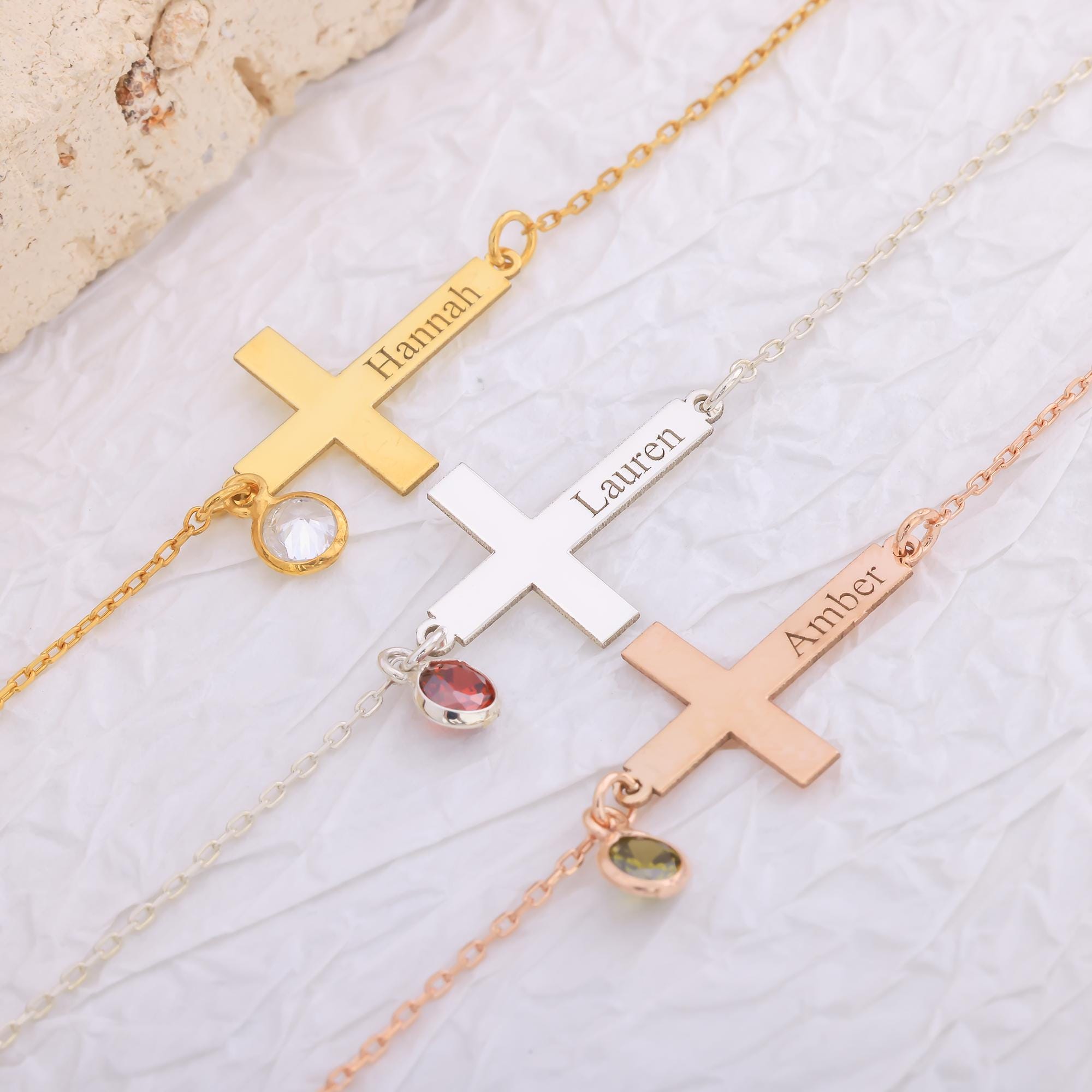 Cross Name Bracelet with Birthstone, Dainty Gold Cross Bracelet, Tiny Cross Bracelet, Cross with Name Bracelet,First Communion Baptism Gifts