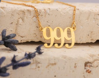 Gold Angel Number Necklace: Sterling Silver Personalized Jewelry