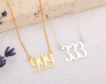 Angel Number Necklace, Gold Number Necklace, 111 necklace, 222 necklace, 333, 444 necklace,555,666,777,888,999,Angel Number, Number Necklace