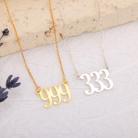 Angel Number Necklace, Gold Number Necklace, 111 Necklace, 222