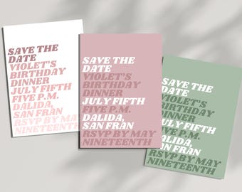 Editable Save the Date Party Invitation for birthdays, showers, and events: Digital Design Template