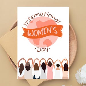 Tarjeta del Día Internacional de la Mujer, Arte Feminista, Empoderamiento de la Mujer, Diseño Minimalista, Tarjeta de Felicitación Digital, Tarjeta Inspiradora, Girl Power
