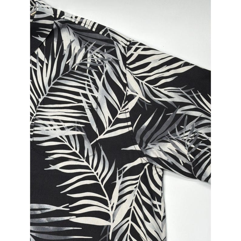 Tommy Bahama Herren Large Silk Palm Leaf Shirt Schwarz Weiß Original Kurzarm Bild 4