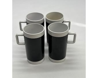 Braniff Fluglinien Schwarze und weiße zylindrische Kaffeetassen 4er-Set