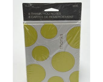 Tender Thoughts 8 Thank You Notes Yellow Polka Dot Cards Envelopes Made in USA