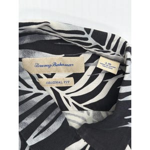 Tommy Bahama Herren Large Silk Palm Leaf Shirt Schwarz Weiß Original Kurzarm Bild 7