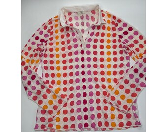 Tyler Boe Womens 100% Leinen Polka Dot Polo Pullover Pink Orange Rot Groß