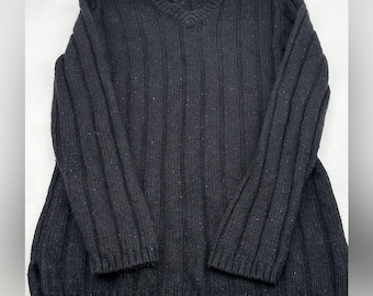 Damen Moda Intl Seide Angora Kaninchen Mischung Grobstrick Grau Pullover