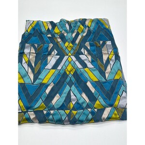 Abstract Geometric Devore Burnout Scarf Turquoise Lime Green Blue Long Wrap