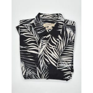Tommy Bahama Herren Large Silk Palm Leaf Shirt Schwarz Weiß Original Kurzarm Bild 10