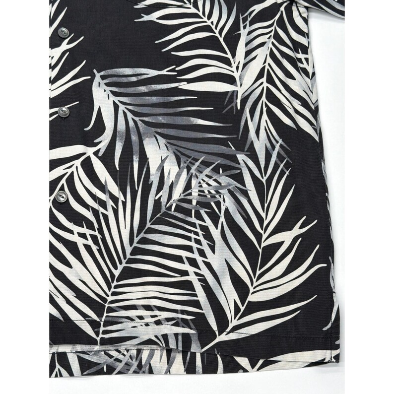 Tommy Bahama Herren Large Silk Palm Leaf Shirt Schwarz Weiß Original Kurzarm Bild 2