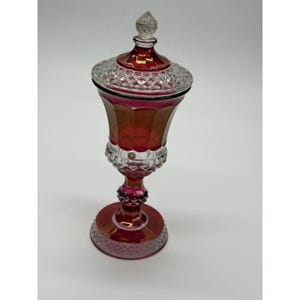 Westmoreland Glass Ruby Red Stained Footed Candy Dish Apothecary Jar Lid 13"