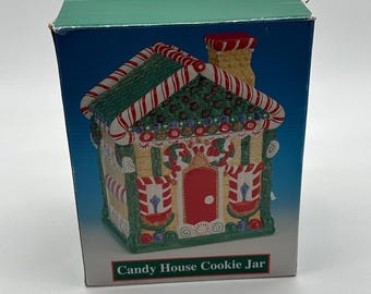 Weihnachtslebkuchenhaus-Gebäckdose aus Keramik im Originalkarton