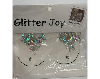 Joyas corporales con purpurina y gemas faciales, apliques de diamantes de imitación, atuendo para festivales y fiestas rave