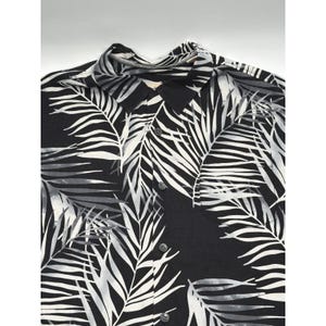 Tommy Bahama Herren Large Silk Palm Leaf Shirt Schwarz Weiß Original Kurzarm Bild 3