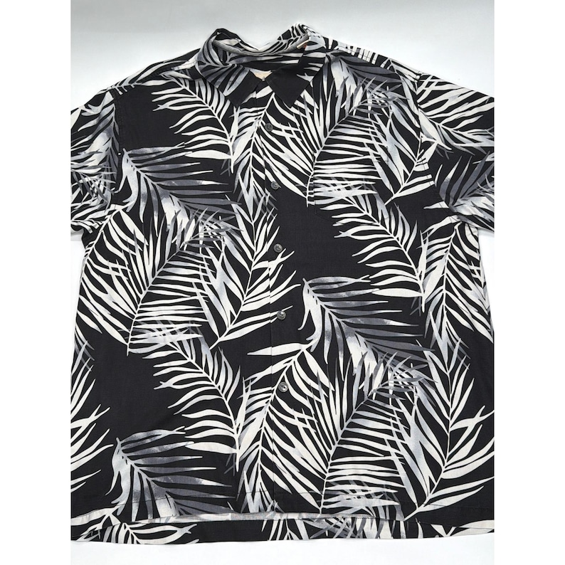 Tommy Bahama Herren Large Silk Palm Leaf Shirt Schwarz Weiß Original Kurzarm Bild 1