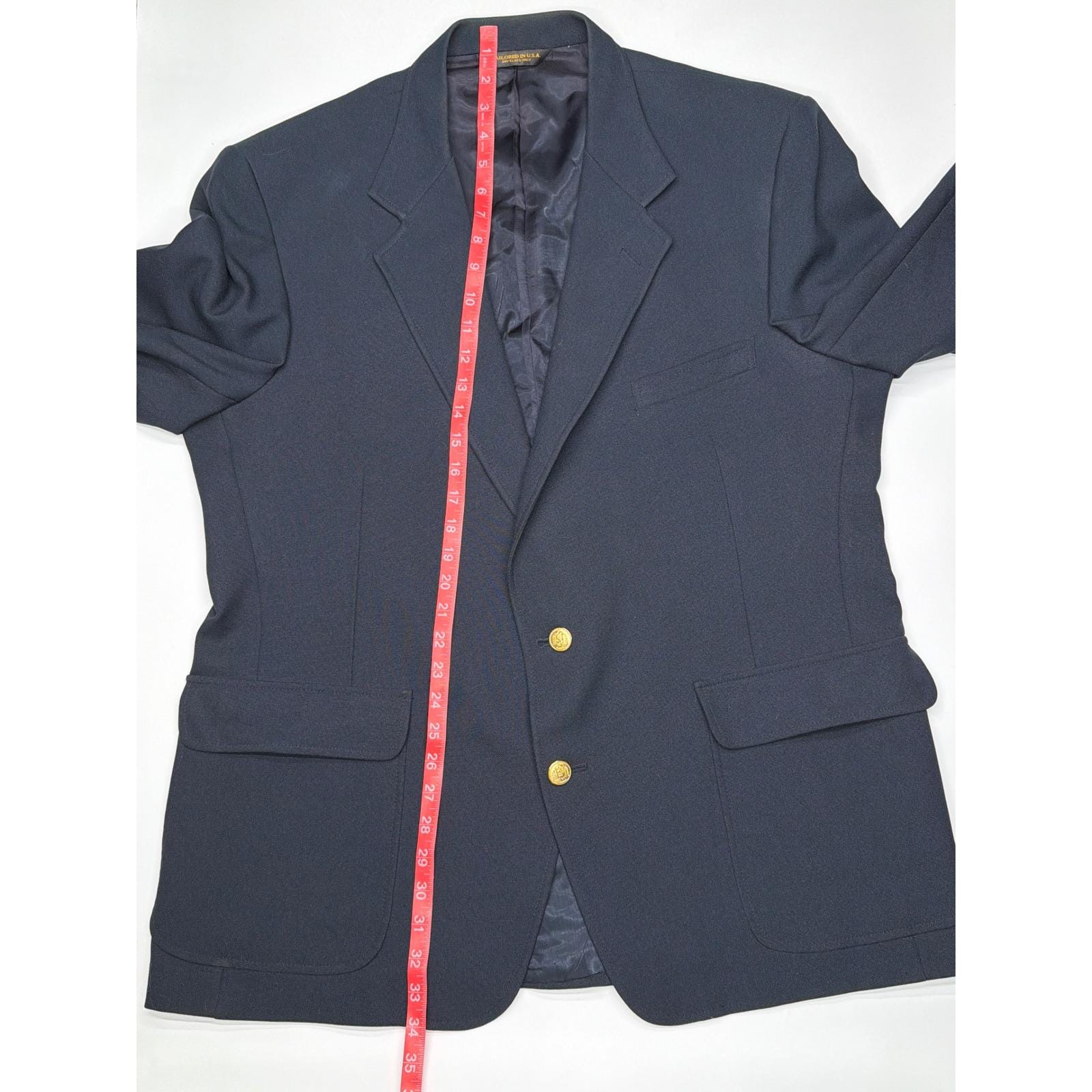 Kendrick Company Mens Navy Blue Blazer Gold Button Sport Coat 24.5