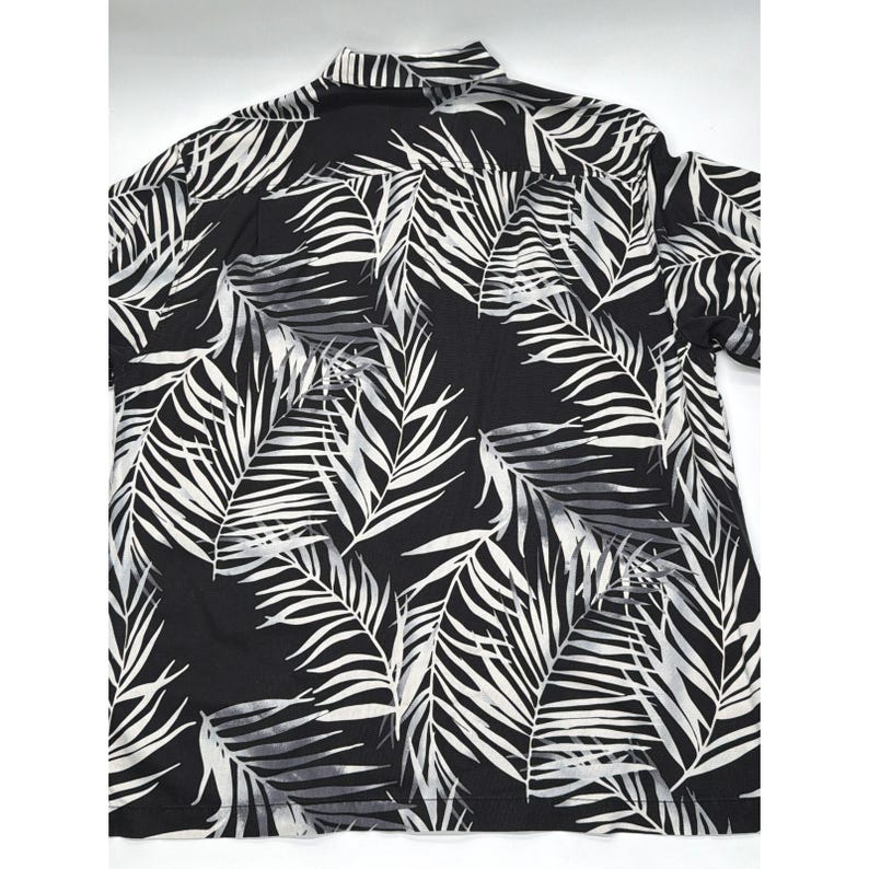 Tommy Bahama Herren Large Silk Palm Leaf Shirt Schwarz Weiß Original Kurzarm Bild 9
