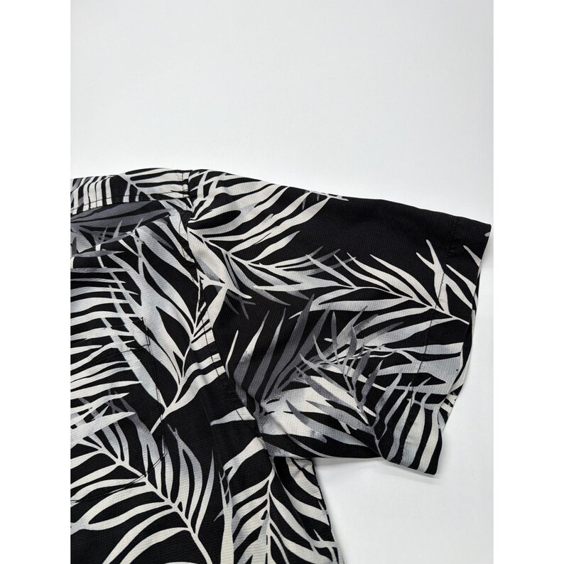 Tommy Bahama Herren Large Silk Palm Leaf Shirt Schwarz Weiß Original Kurzarm Bild 8