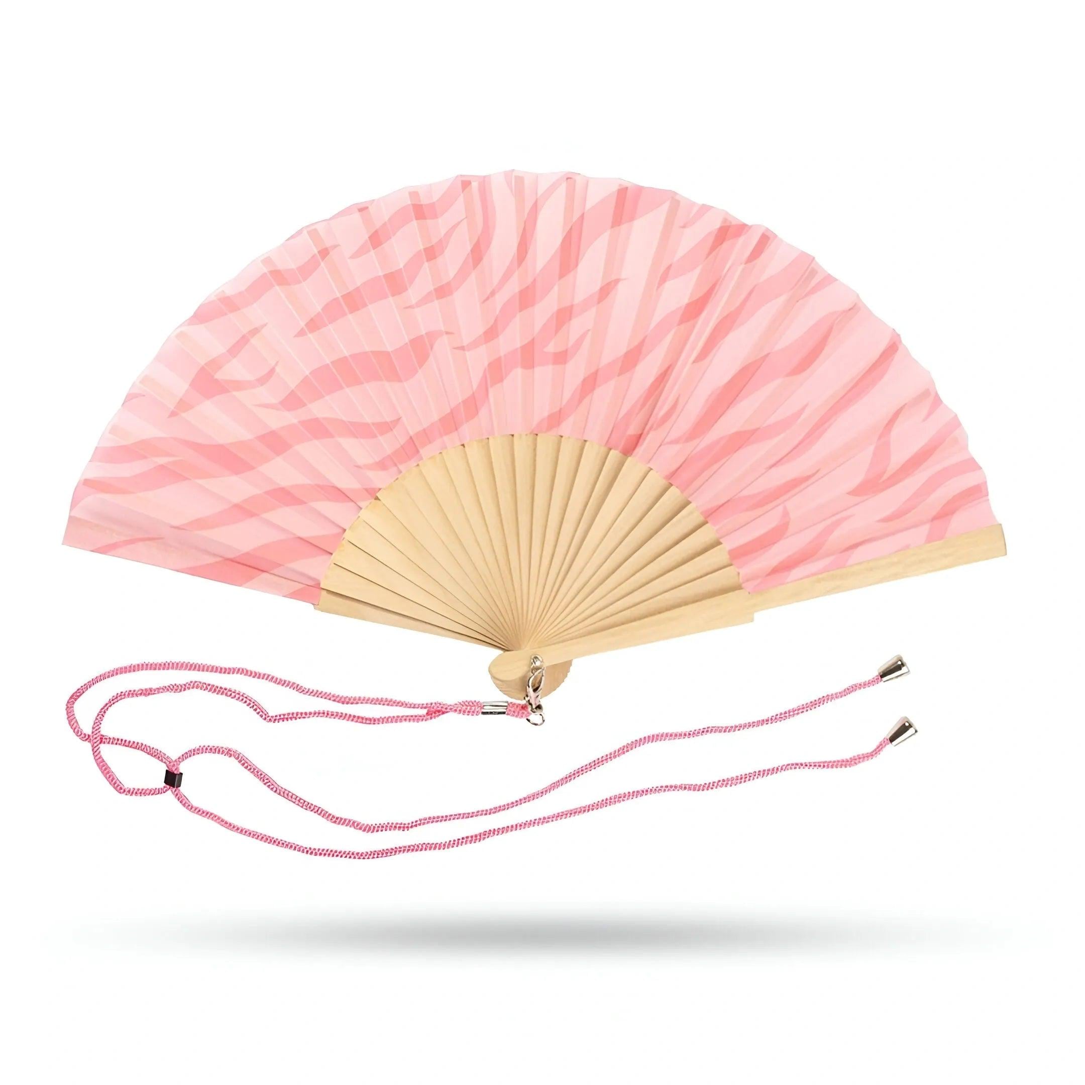 Pink Tiger Hand Fan, Animal Print Fan