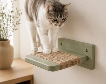 Cat Wall Steps Set, Wooden Climbing Shelves with Sisal Grip