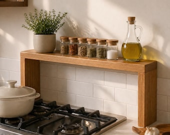 Minimalist Wood Riser Shelf, Solid Ash Display Stand, Modern Home Decor