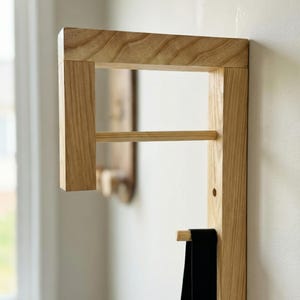 Minimalist Solid Wood Coat Rack, Scandinavian Entryway Hooks for Small Spaces image 2
