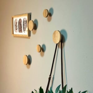 Wood Wall Hooks | Minimalist Wooden Coat Hooks | Scandinavian Wall Pegs | Natural Oak Hooks for Clothes, Bags, Towels