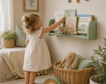 Baby Shower Gift, Personalized Baby Name Bookshelf, Custom Nursery Shelf, Wooden Baby Room Decor, Newborn Gift