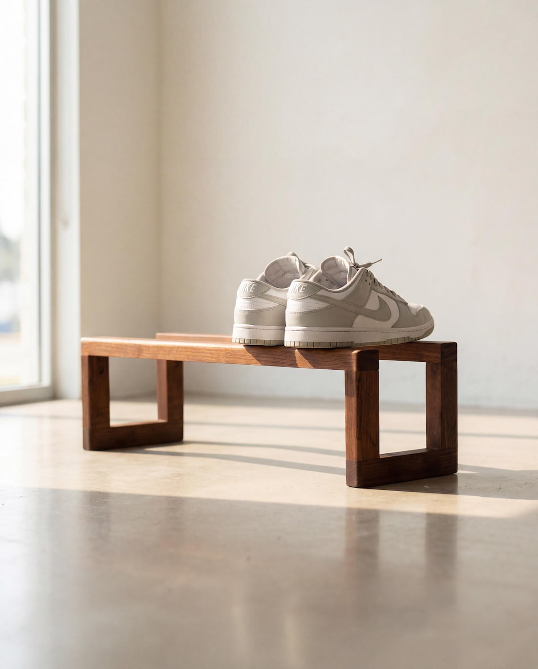 Freestanding Oak Shoe Rack for Entryway, Modern Narrow Floor Storage