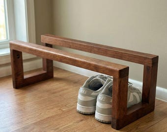 Schmales Schuhregal aus Eiche für kleinen Eingangsbereich, moderne Wohnungsaufbewahrung