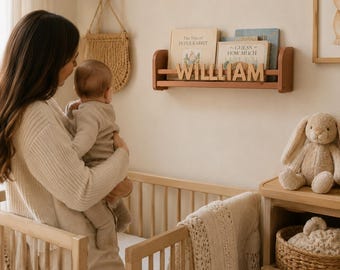Baby Name Shelf, Personalized Wooden Nursery Shelf, Custom Baby Room Decor, Kids Bookshelf, Baby Shower Gift