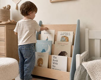 Children Book Bin Shelf, Kids Reading Corner Storage, Minimalist Floor Bookshelf, Front Display Book Rack, Nursery Book Organizer