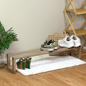Minimalist Wooden Shoe Shelf – Solid Oak Entryway Organizer – Handmade Natural Wood Shoe Rack – Durable Eco-Friendly Storage