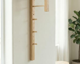 Minimalist Solid Wood Coat Rack, Scandinavian Entryway Hooks for Small Spaces