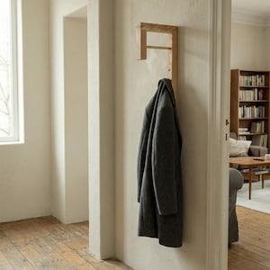 Minimalist Solid Wood Coat Rack, Scandinavian Entryway Hooks for Small Spaces image 7