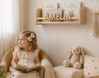 First Birthday Gift, Personalized Kids Bookshelf, Custom Baby Name Shelf, Wooden Nursery Decor, 1st Birthday Gift