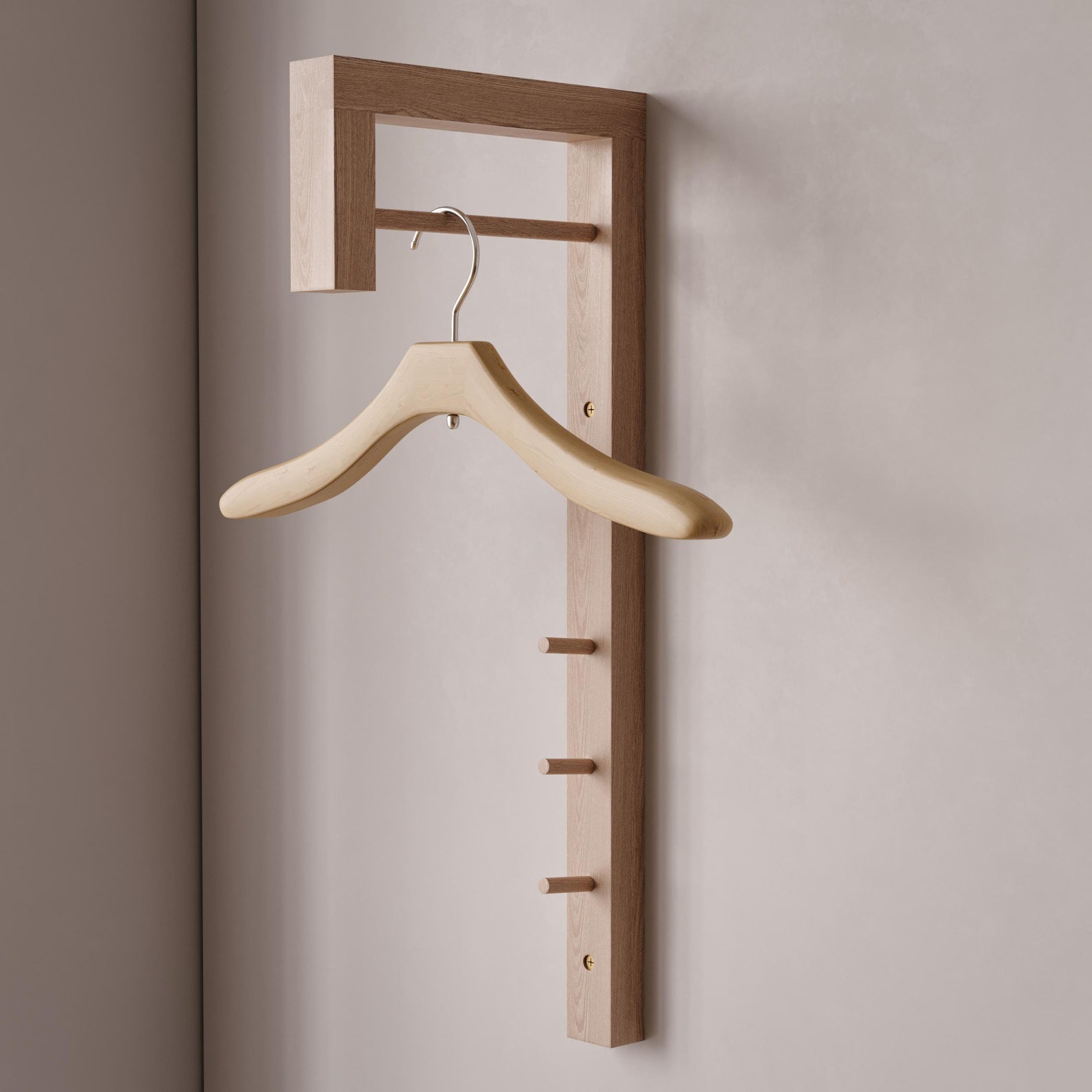 Minimalist Wooden Wall mounted Coat Rack With Hooks Entryway 