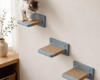 Modern Cat Wall Furniture, Solid Ash Climbing Step with Sisal