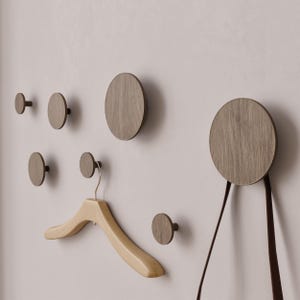 Wood Wall Hooks | Minimalist Wooden Coat Hooks | Scandinavian Wall Pegs | Natural Oak Hooks for Clothes, Bags, Towels