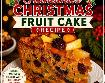 Christmas Fruit Cake Recipe | Grandma's Traditional Holiday Dessert (PDF)