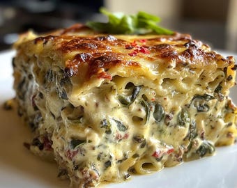 Ricetta della lasagna bianca cremosa alle verdure / Pasta Alfredo con spinaci e formaggio (Scarica)