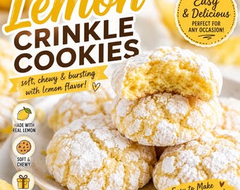 Lemon Crinkle Cookies Recipe | Soft & Chewy Homemade | Easy Dessert