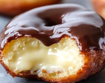 Recept på Boston Cream Donuts - Vaniljkräm med chokladglasyr (nedladdning)