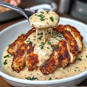 Recept på kyckling med parmesanpanering och vitlökssås (digital nedladdning)