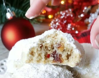 Buttery Pecan Snowball Christmas Cookies | Melt-In-Your-Mouth Holiday Cookie Recipe | Instant Download.