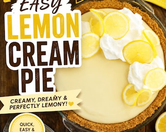Easy Lemon Cream Pie Recipe | Graham Cracker Crust, Creamy Filling (Digital Download)