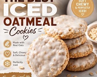 Soft Chewy Iced Oatmeal Cookies Recipe | Cinnamon Vanilla Glaze (Easy Homemade)